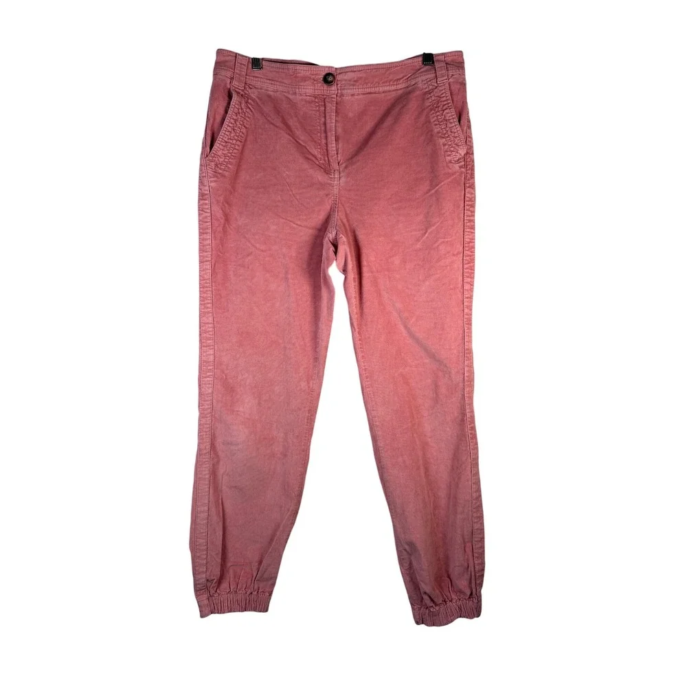 Boden Pink Corduroy Jogger Pants Elastic Waist Ankle Cuff Women's Size 10L